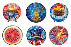 Round Stained Glass 4th Of July Clipart Bundle - CraftNest - Digital Crafting and Art