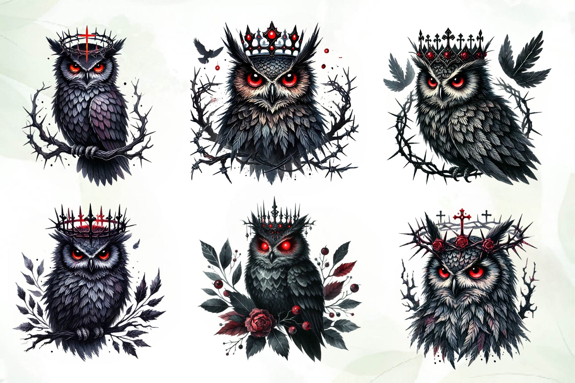 Gothic Owls Clipart Bundle 1 - CraftNest - Digital Crafting and Art
