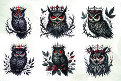 Gothic Owls Clipart Bundle 1 - CraftNest - Digital Crafting and Art