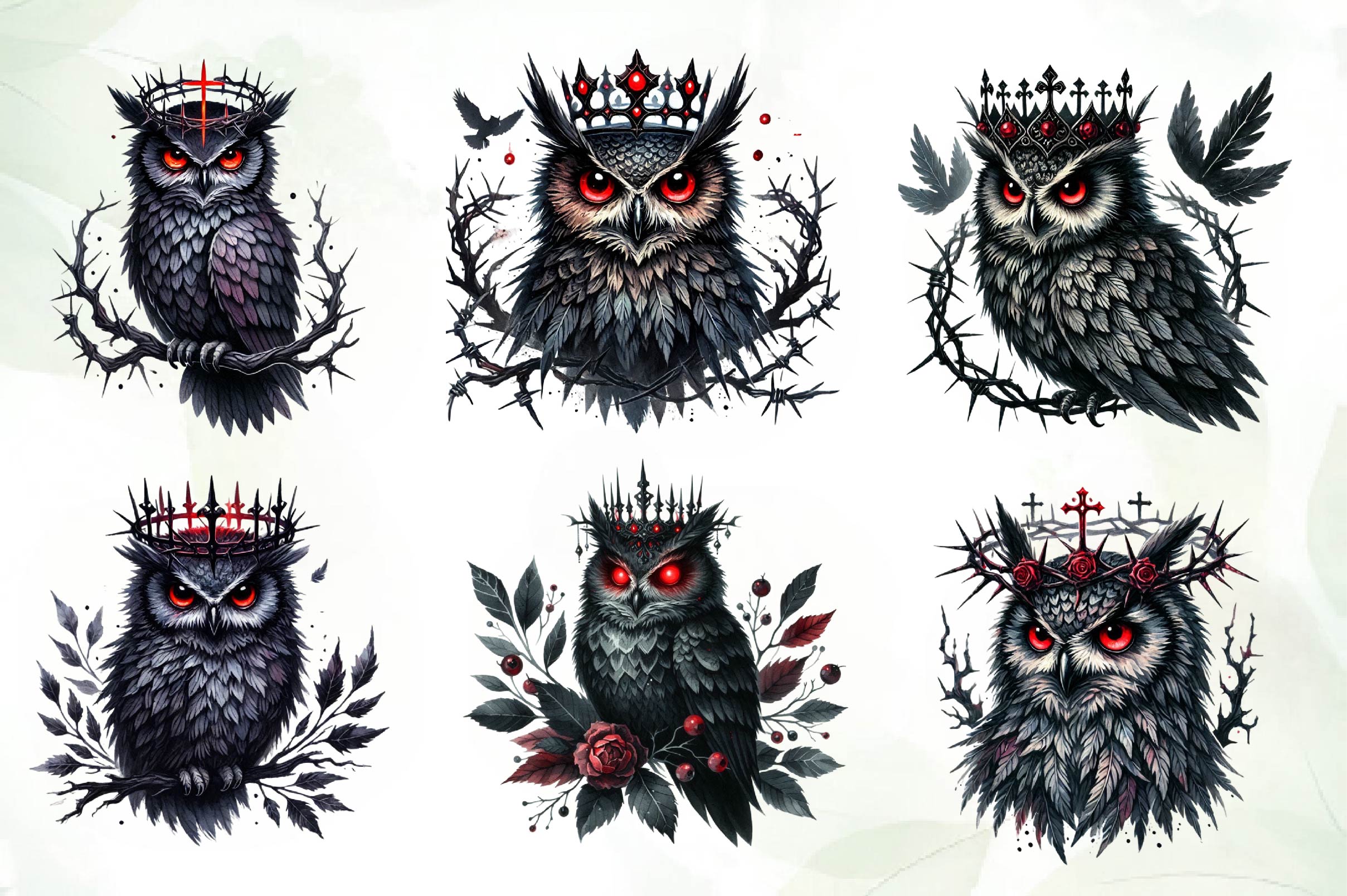 Gothic Owls Clipart Bundle 1 - CraftNest - Digital Crafting and Art
