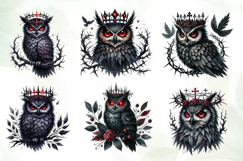 Gothic Owls Clipart Bundle 1 - CraftNest - Digital Crafting and Art