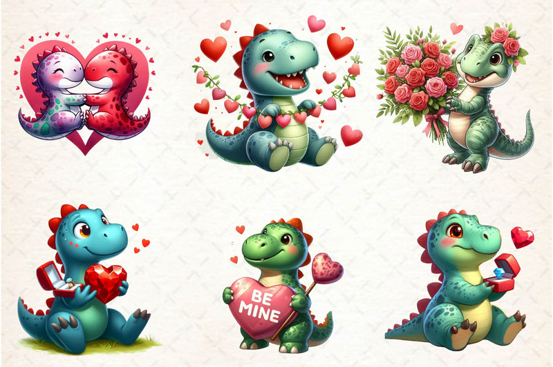 Valentines Day Dinosaur Clipart Bundle - CraftNest - Digital Crafting and Art