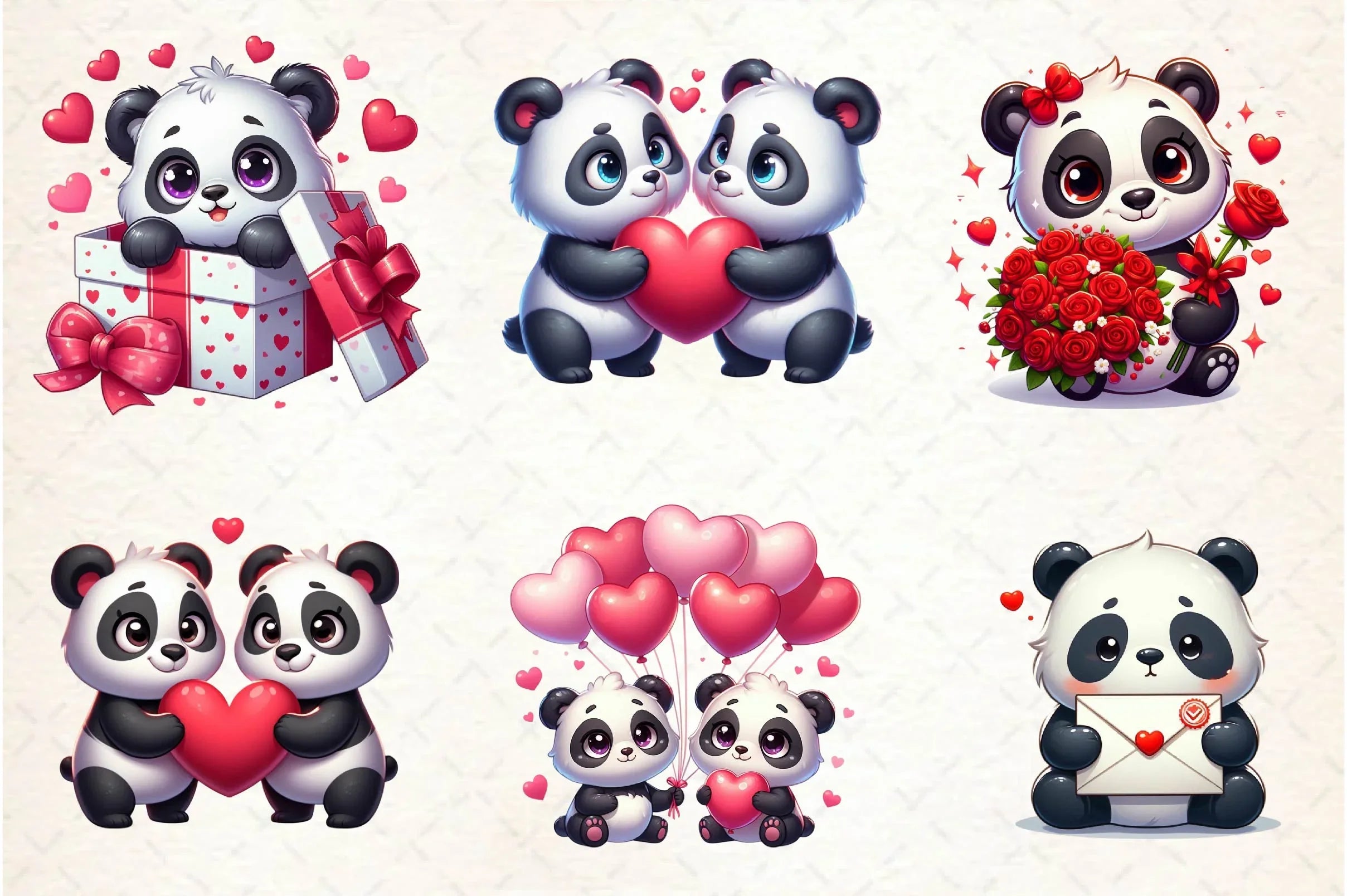 Pandas Valentines Day Clip Art Clipart Bundle - CraftNest - Digital Crafting and Art