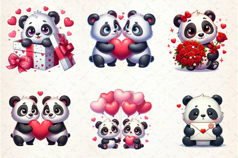 Pandas Valentines Day Clip Art Clipart Bundle - CraftNest - Digital Crafting and Art