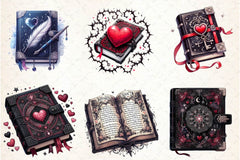 Gothic Valentines Day Books Clipart Bundle - CraftNest - Digital Crafting and Art