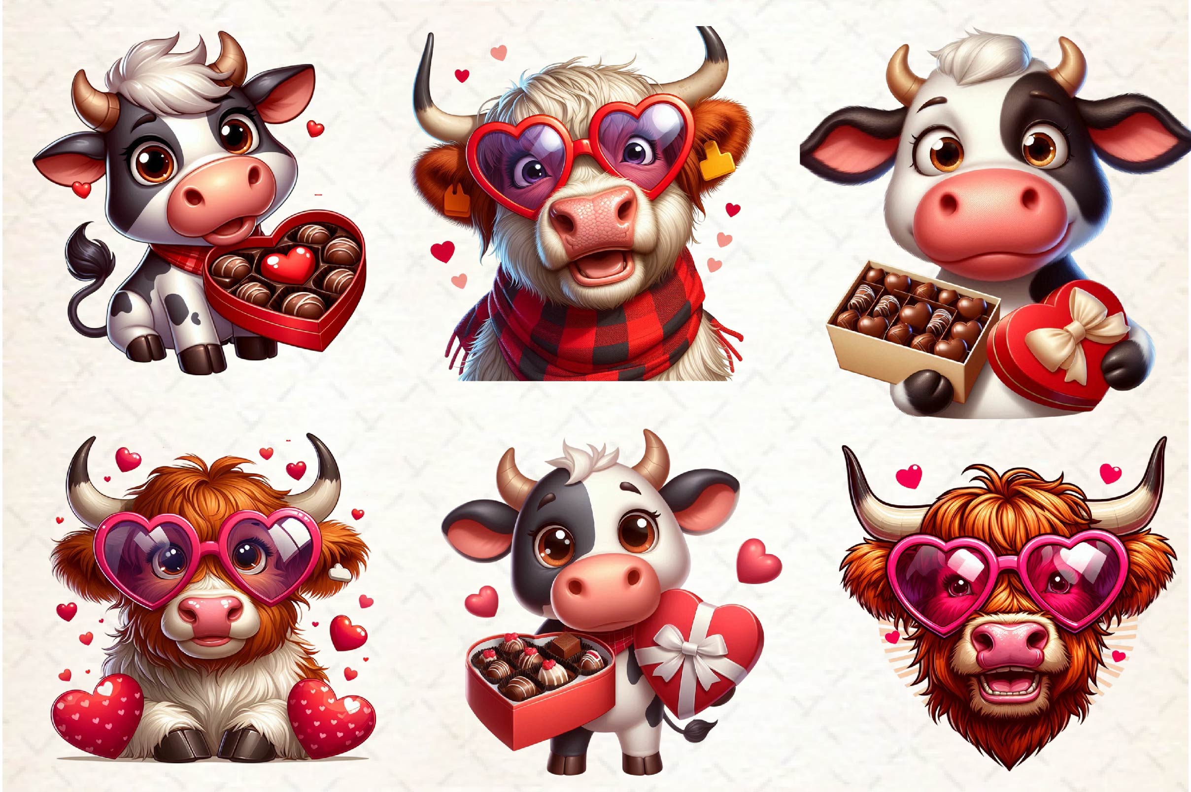 Cute Valentine Cow Clipart Bundle - CraftNest - Digital Crafting and Art