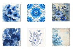 Blue Ink Flowers Digital Paper - CraftNest - Digital Crafting and Art