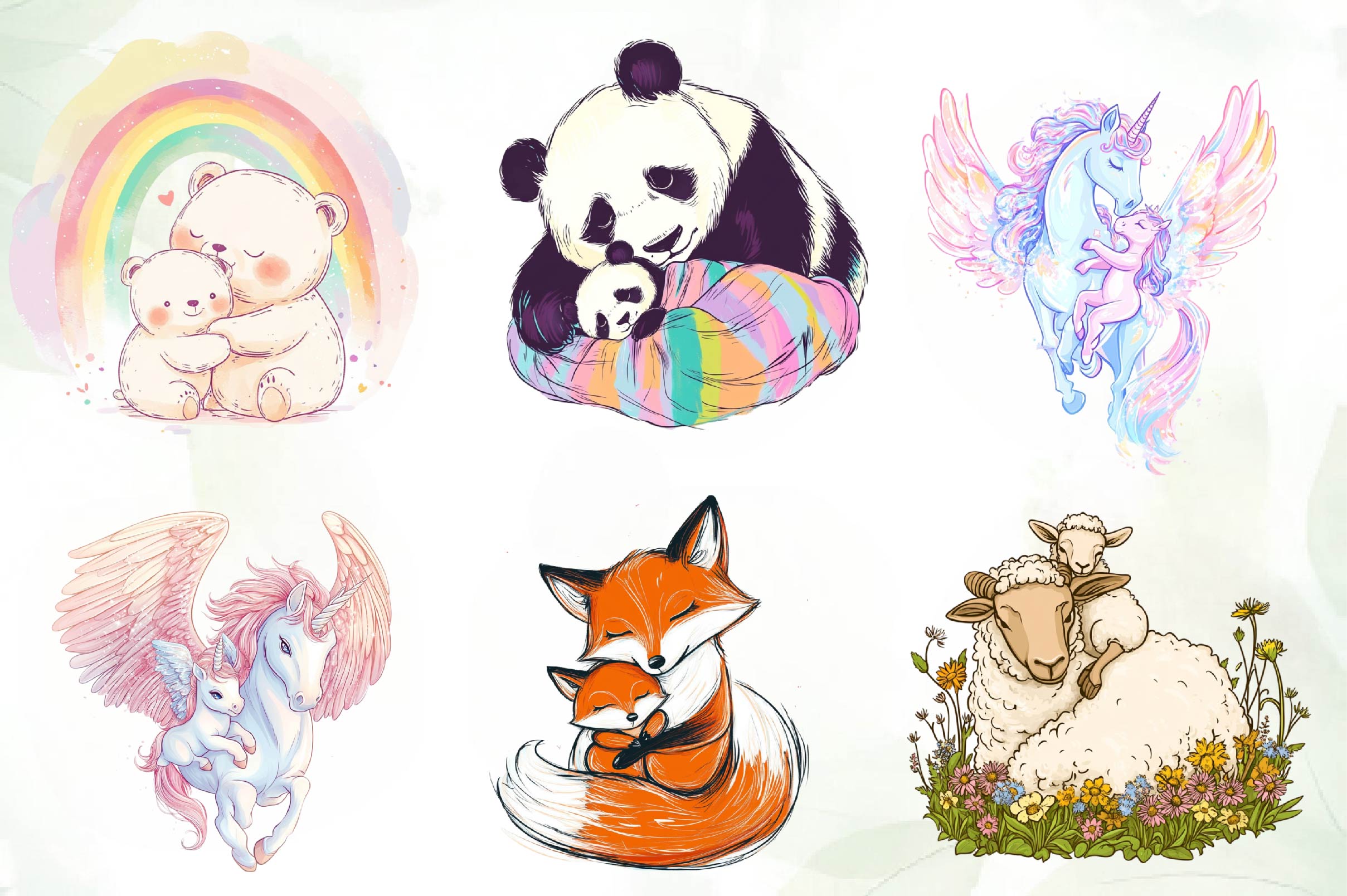 Mom & Baby Illustrations Clipart Bundle - CraftNest - Digital Crafting and Art