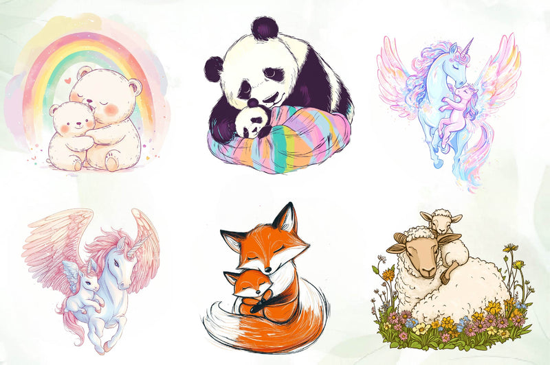 Mom & Baby Illustrations Clipart Bundle - CraftNest - Digital Crafting and Art