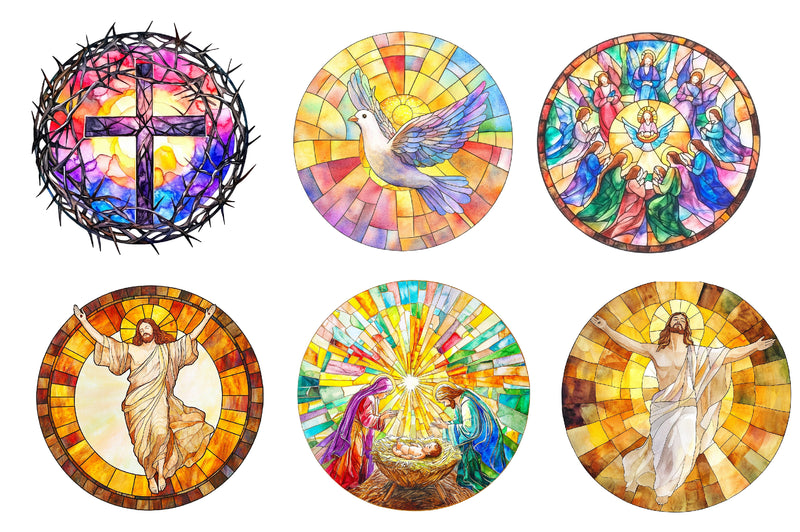 Round Stained Glass Easter Nativity Clipart Bundle - CraftNest - Digital Crafting and Art