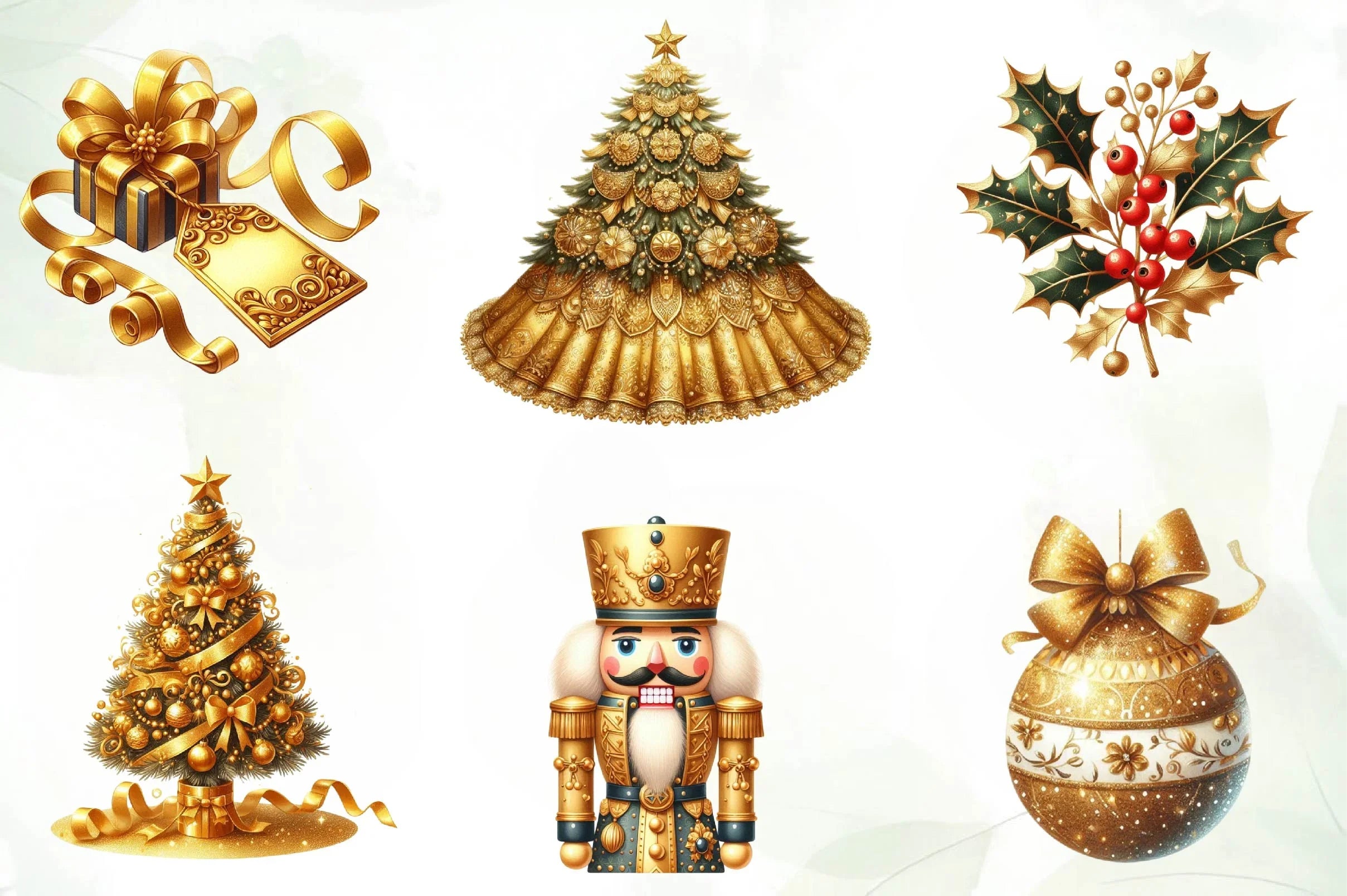Gold Christmas Luxury Clipart Bundle - CraftNest - Digital Crafting and Art