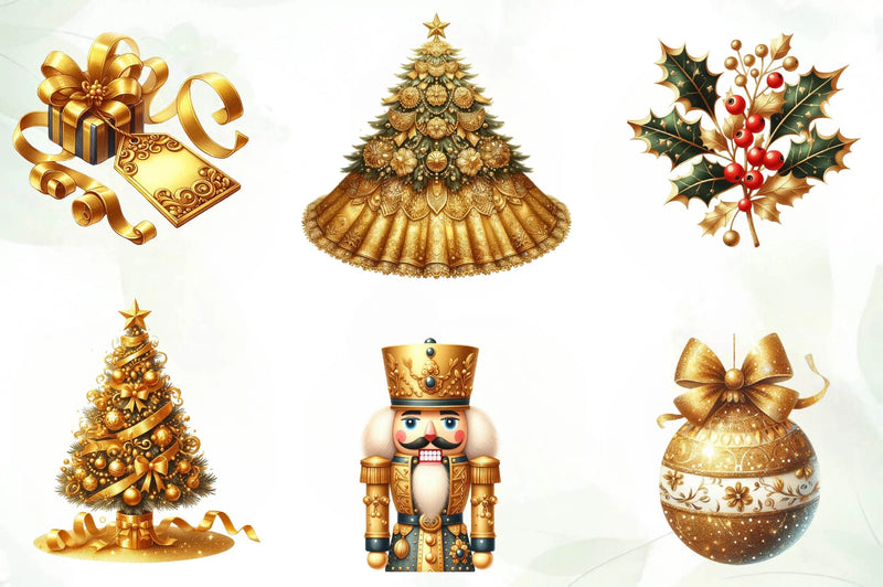 Gold Christmas Luxury Clipart Bundle - CraftNest - Digital Crafting and Art
