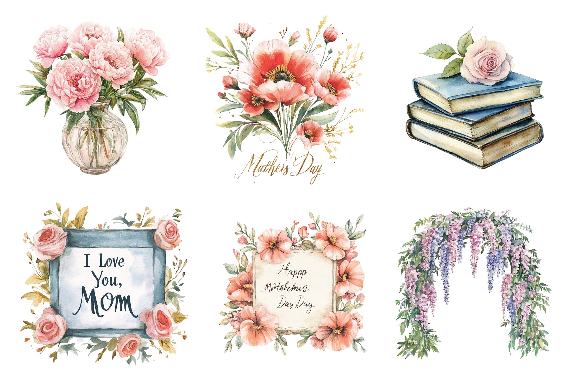 Romantic Mothers Day Clipart Bundle 1 - CraftNest - Digital Crafting and Art