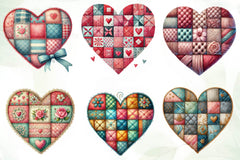 Patchwork Heart Valentines Day Clipart Bundle - CraftNest - Digital Crafting and Art
