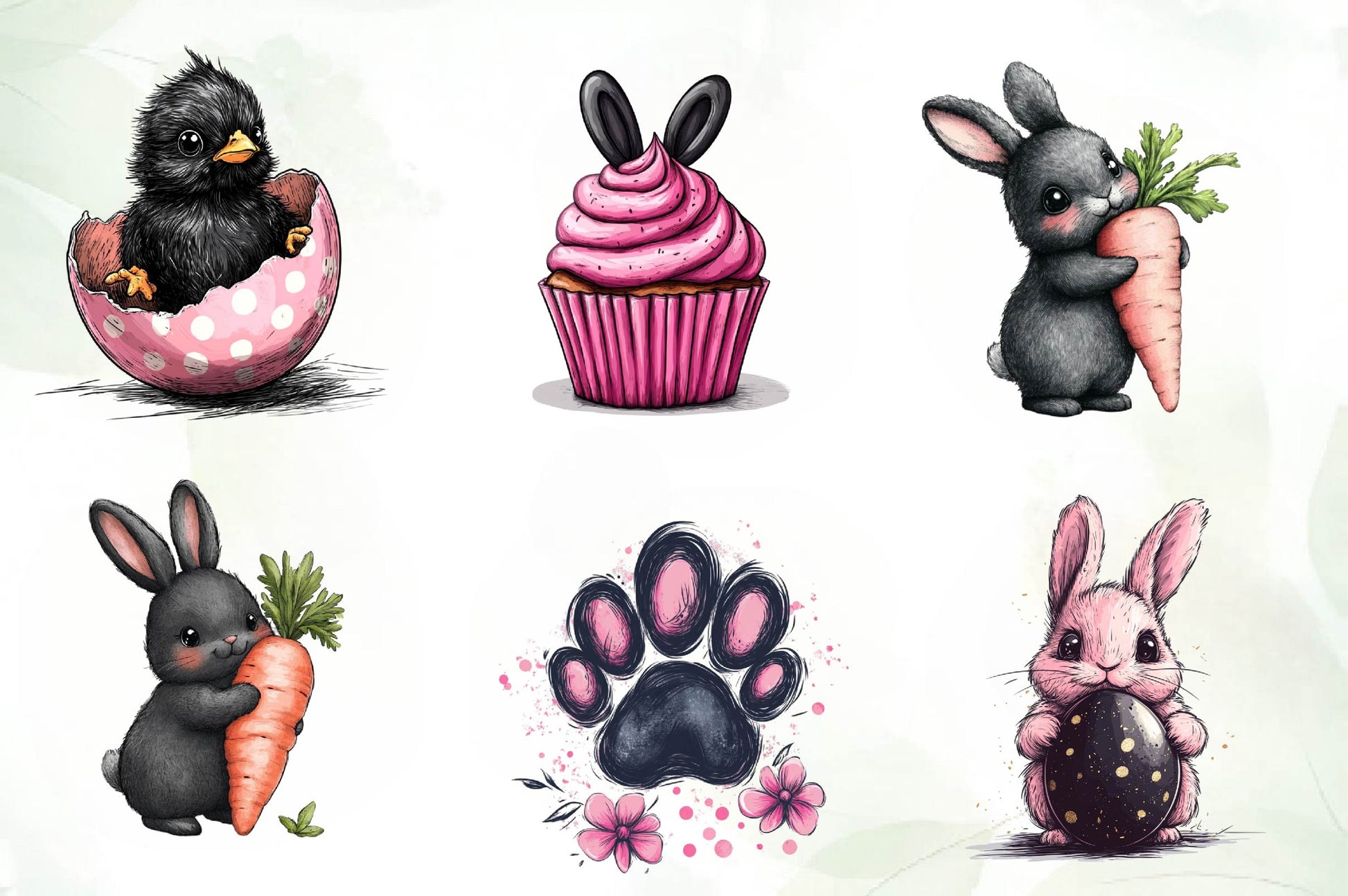 Black & Pink Easter Clipart Bundle - CraftNest - Digital Crafting and Art