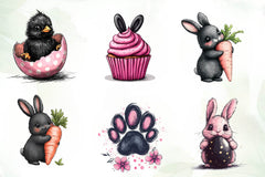 Black & Pink Easter Clipart Bundle - CraftNest - Digital Crafting and Art