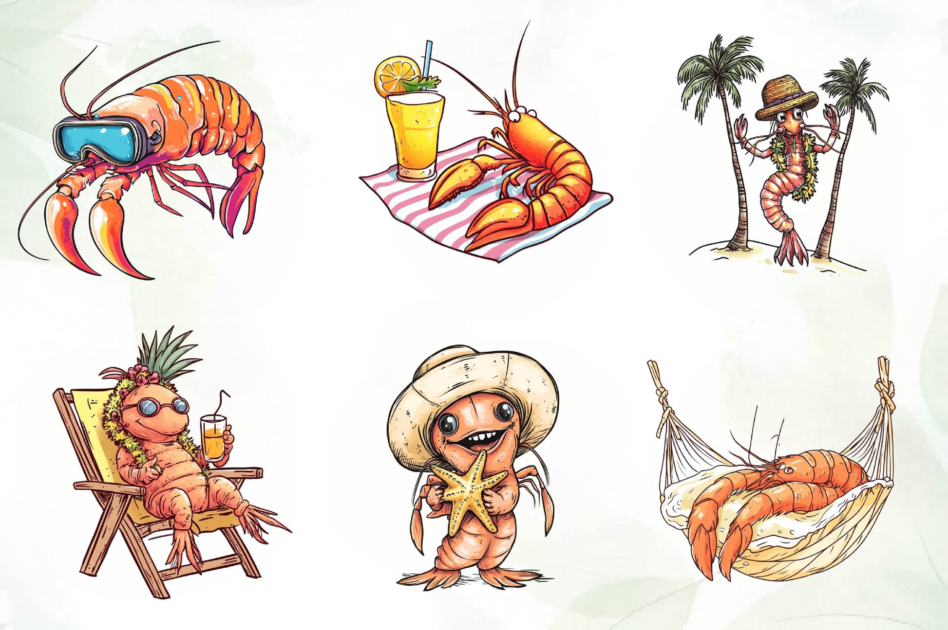 Cute Summer Shrimp Clipart Bundle - CraftNest - Digital Crafting and Art