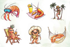 Cute Summer Shrimp Clipart Bundle - CraftNest - Digital Crafting and Art