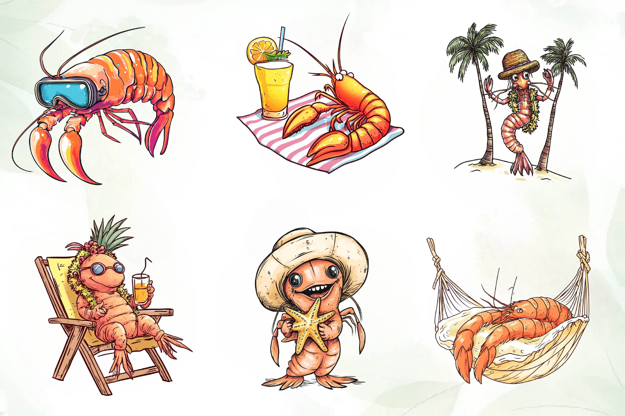 Cute Summer Shrimp Clipart Bundle - CraftNest - Digital Crafting and Art