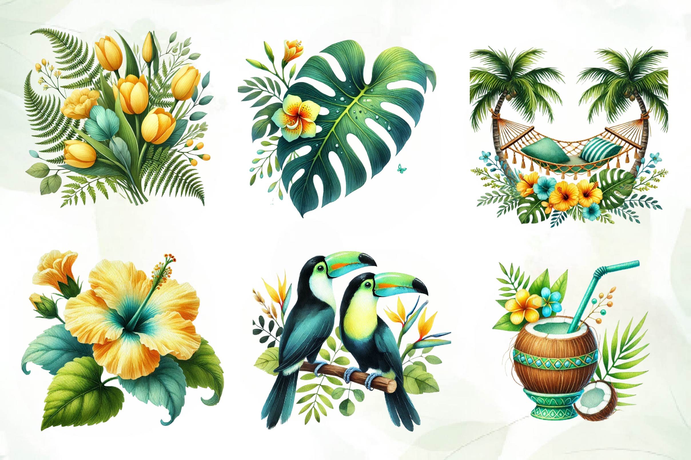 Tropical Spring Clipart Bundle 1 - CraftNest - Digital Crafting and Art