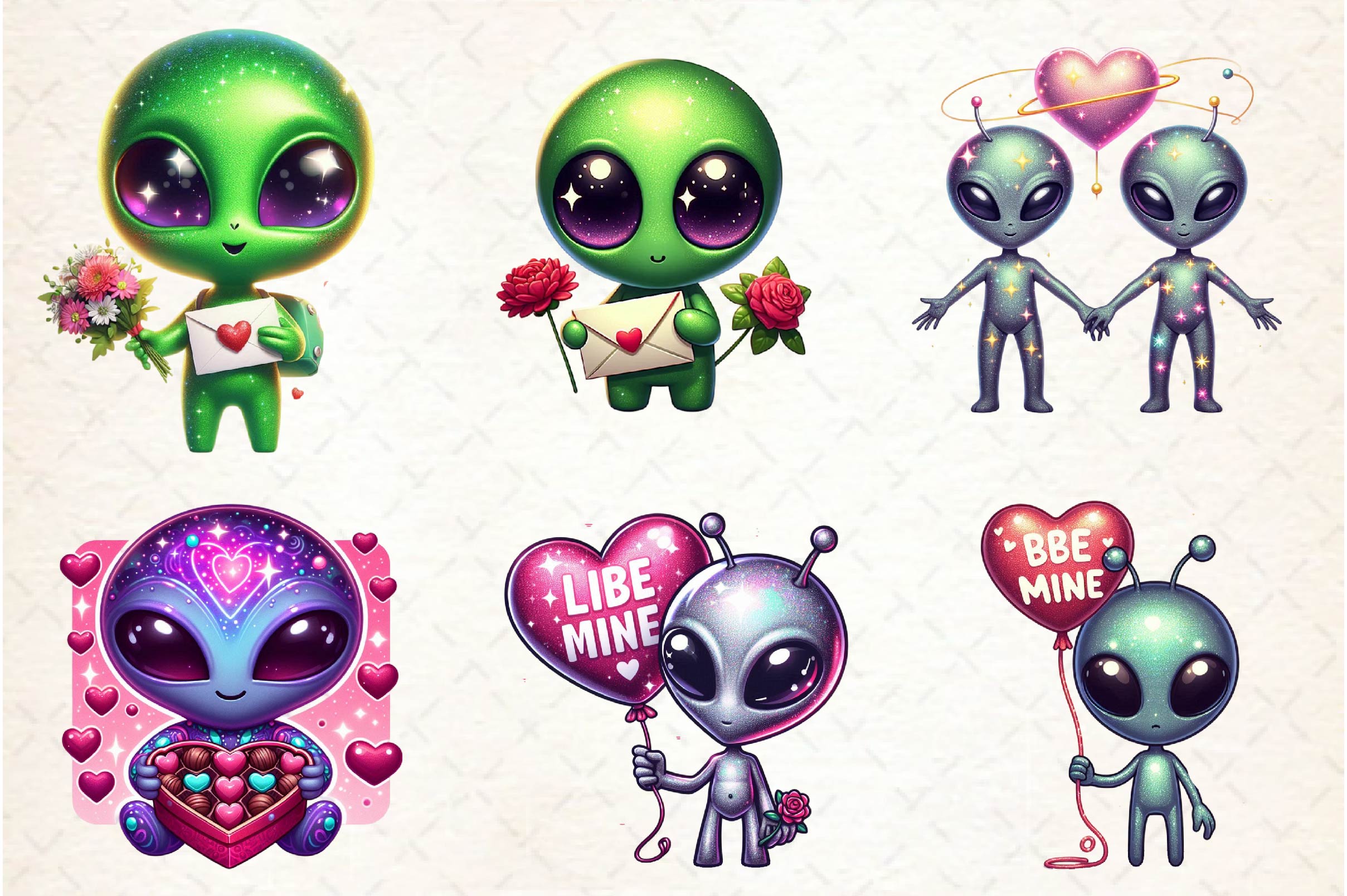 Valentines Day Aliens Clipart Bundle - CraftNest - Digital Crafting and Art