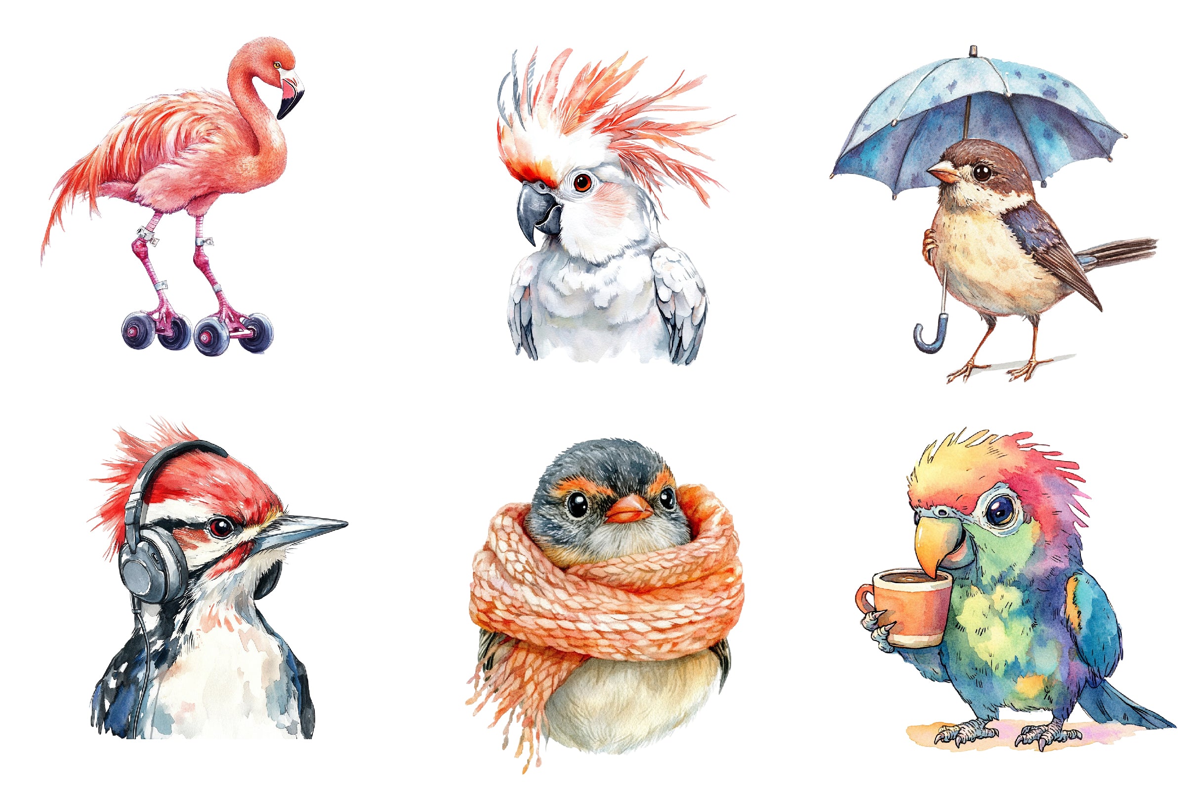 Cute Quirky Funny Birds Clipart Bundle - CraftNest - Digital Crafting and Art