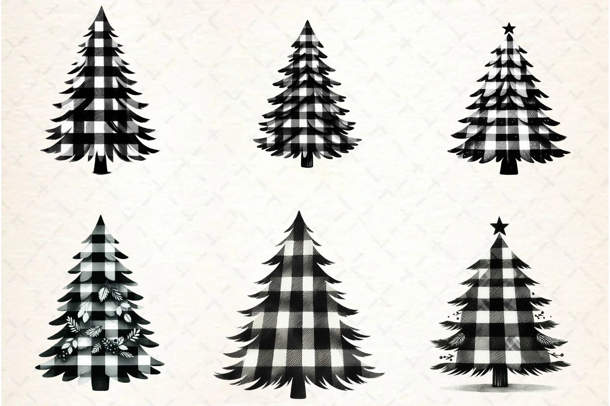 Black And White Christmas Tree Clipart Bundle - CraftNest - Digital Crafting and Art