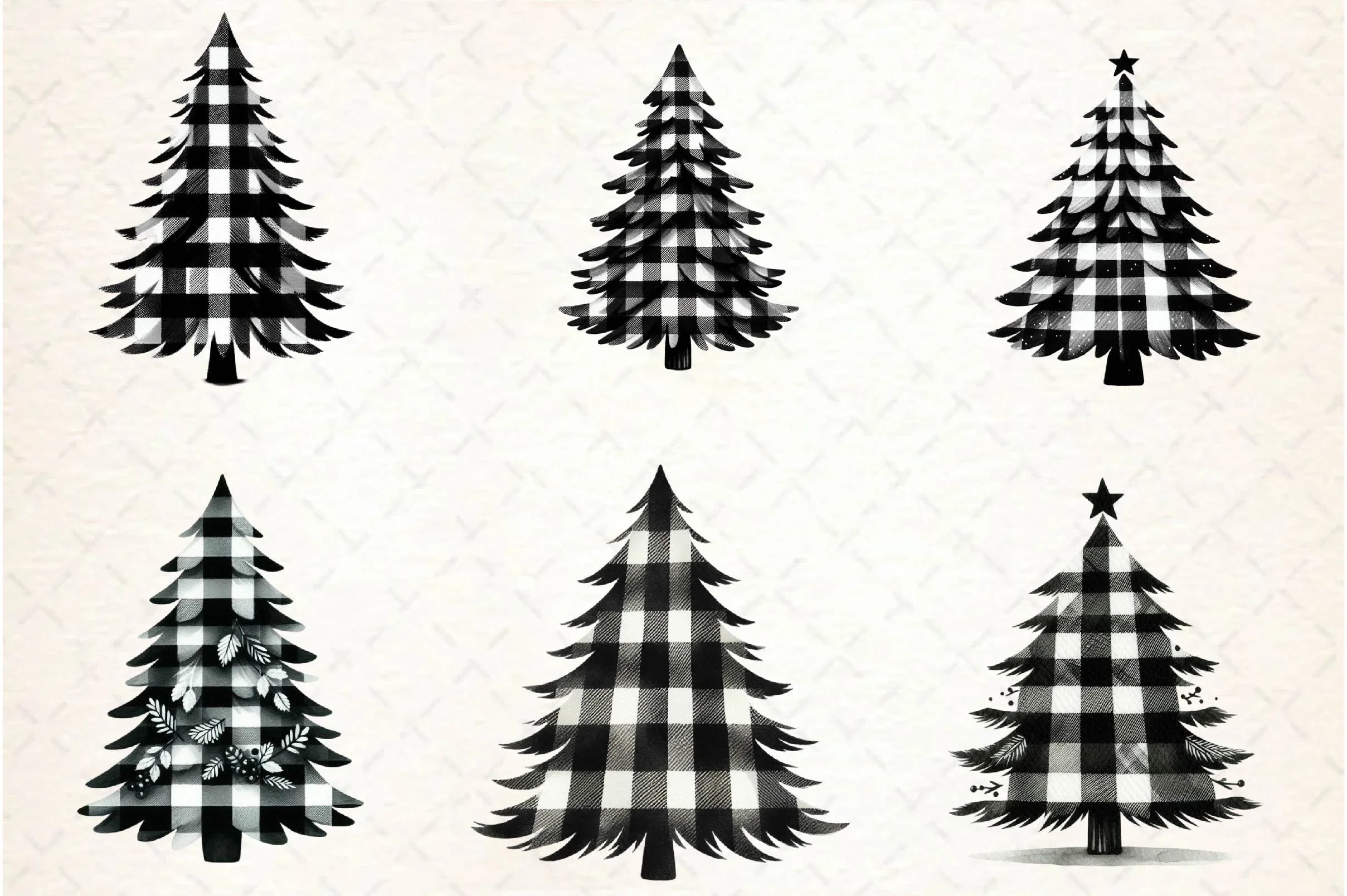 Black And White Christmas Tree Clipart Bundle - CraftNest - Digital Crafting and Art