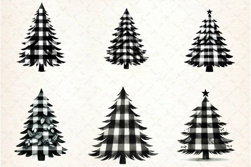 Black And White Christmas Tree Clipart Bundle - CraftNest - Digital Crafting and Art