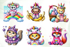 Unicorn Cute Animals Clipart Bundle - CraftNest - Digital Crafting and Art