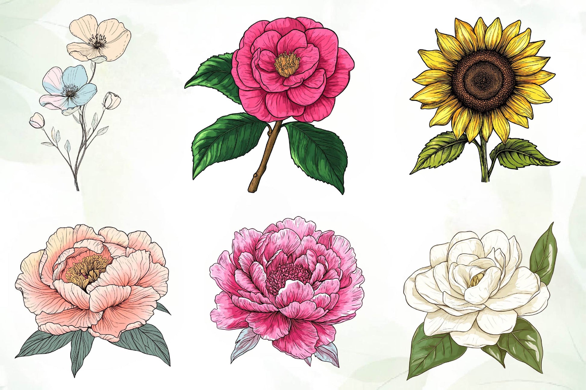 Vintage Single Flowers Clipart Bundle - CraftNest - Digital Crafting and Art