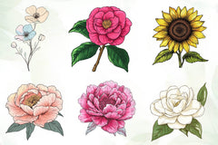 Vintage Single Flowers Clipart Bundle - CraftNest - Digital Crafting and Art