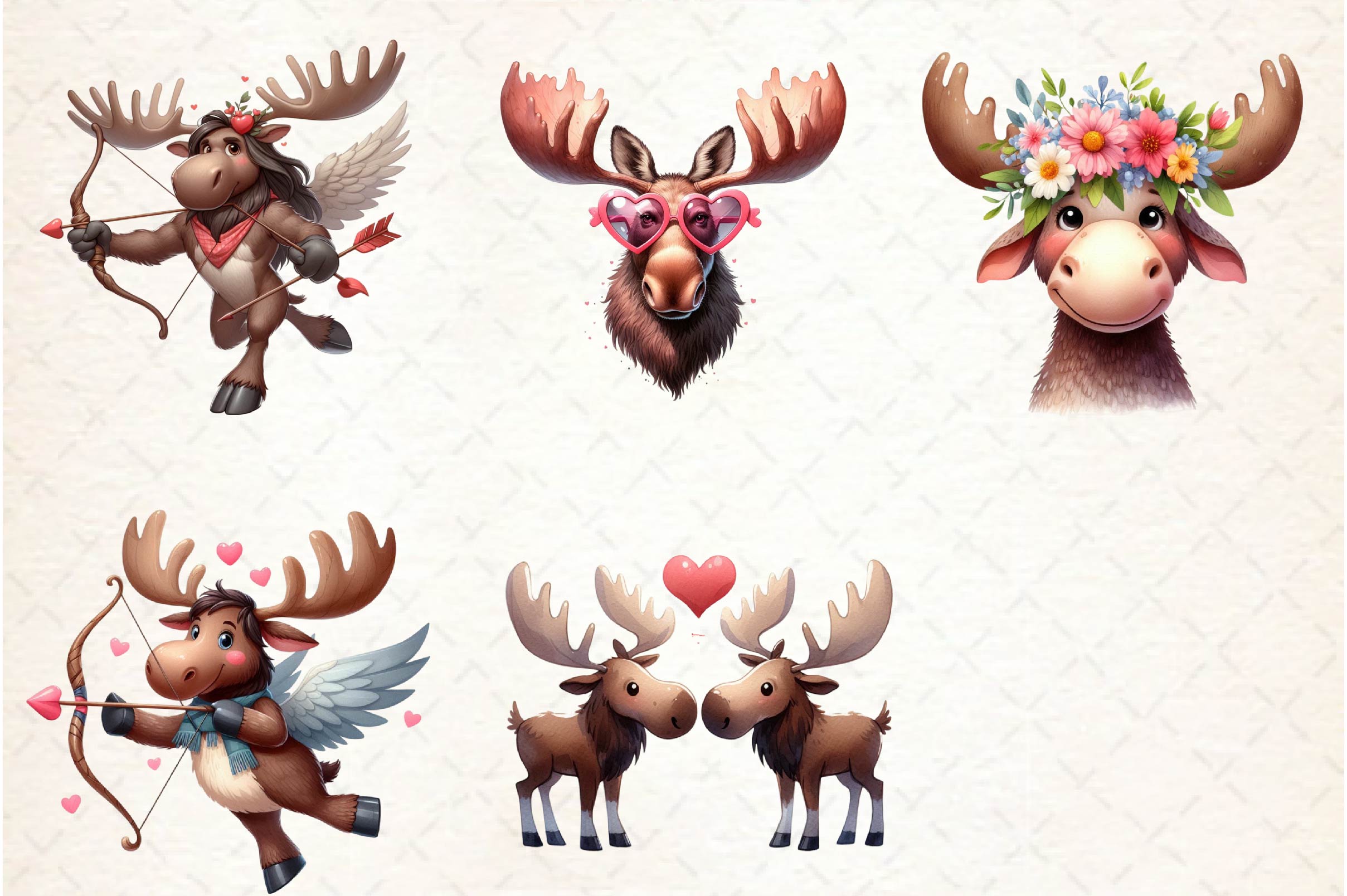 Valentine Moose Clipart Bundle - CraftNest - Digital Crafting and Art