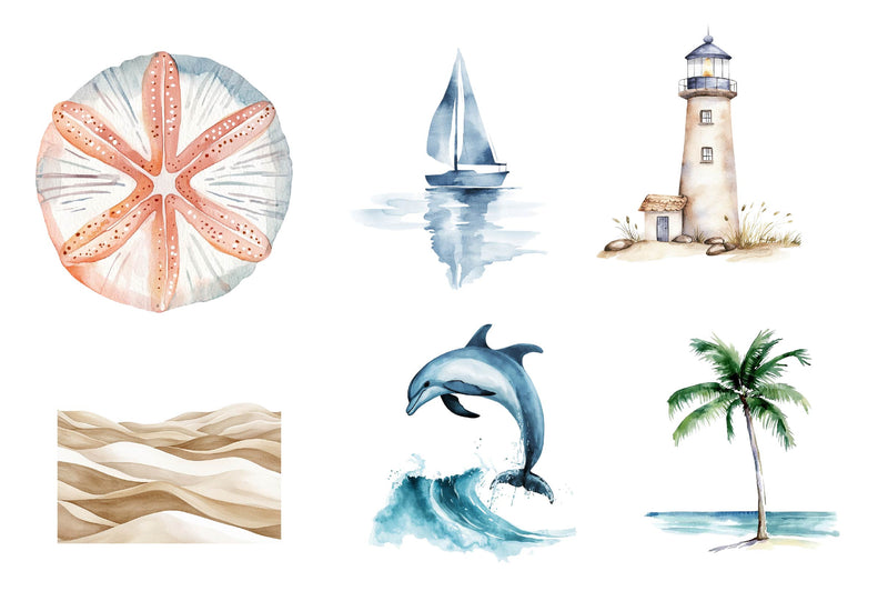 Minimalist Sea Clipart Bundle - CraftNest - Digital Crafting and Art