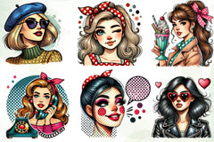 Pop Art Girl Clipart Bundle - CraftNest - Digital Crafting and Art