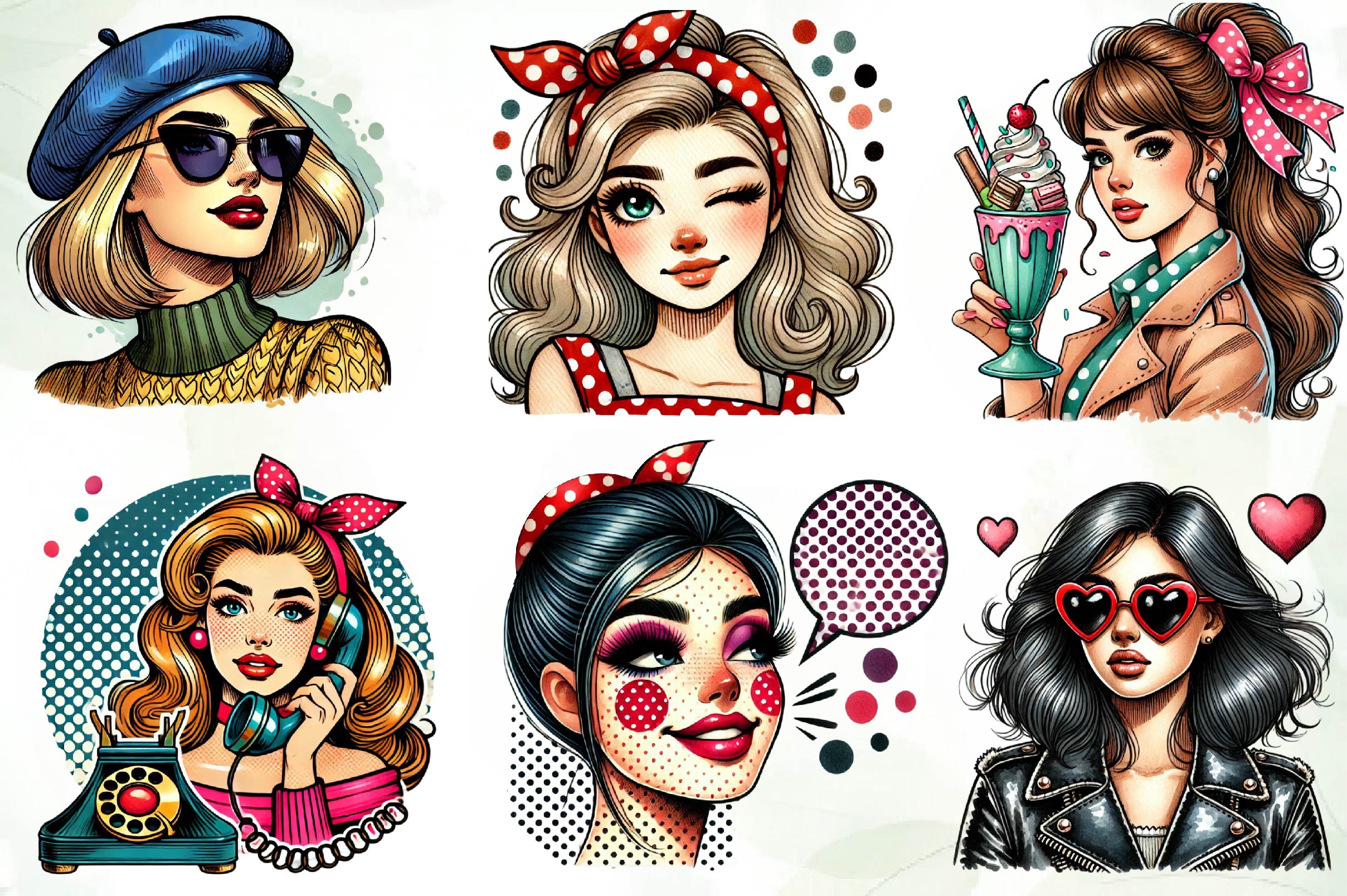 Pop Art Girl Clipart Bundle - CraftNest - Digital Crafting and Art