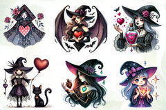 Valentine Gothic Witch Clipart Bundle - CraftNest - Digital Crafting and Art