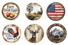 American Rustic Round Metal Wood Sign Clipart Bundle - CraftNest - Digital Crafting and Art