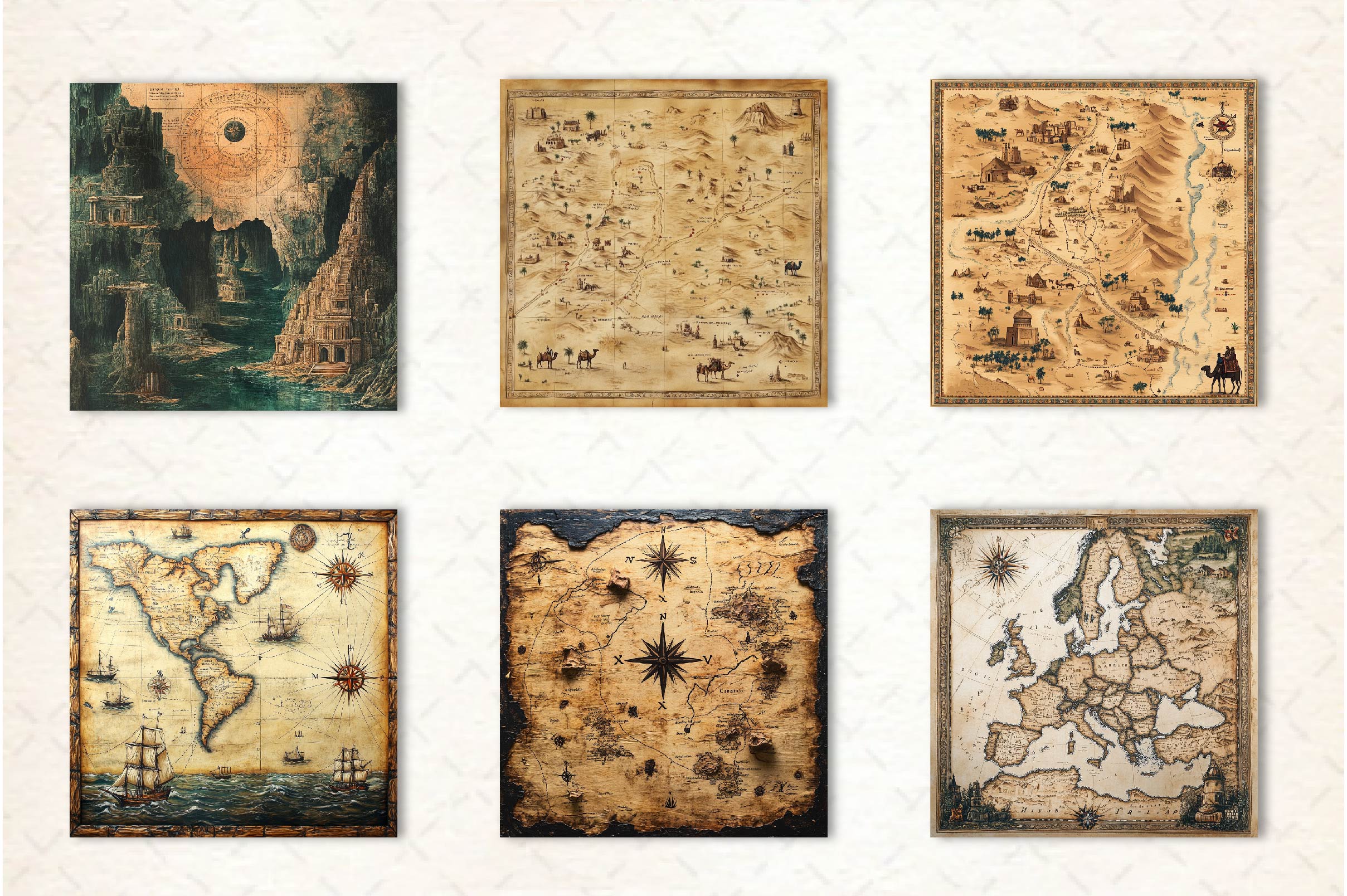 Antique Maps Digital Paper - CraftNest - Digital Crafting and Art