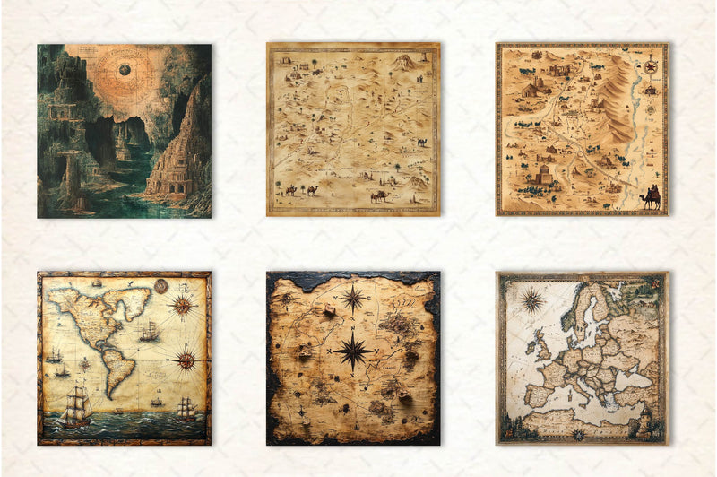 Antique Maps Digital Paper - CraftNest - Digital Crafting and Art