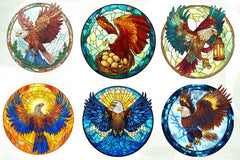 Round Stained Glass Eagle Embrace Clipart Bundle - CraftNest - Digital Crafting and Art