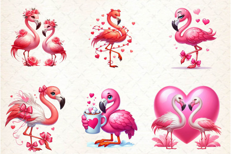 Valentine's Day Love Flamingo Clipart Bundle - CraftNest - Digital Crafting and Art