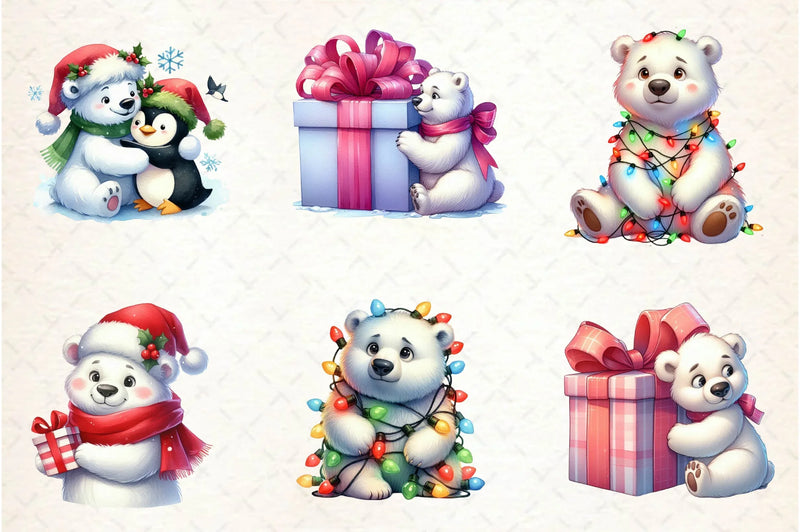 Christmas Polar Bears Clipart Bundle - CraftNest - Digital Crafting and Art