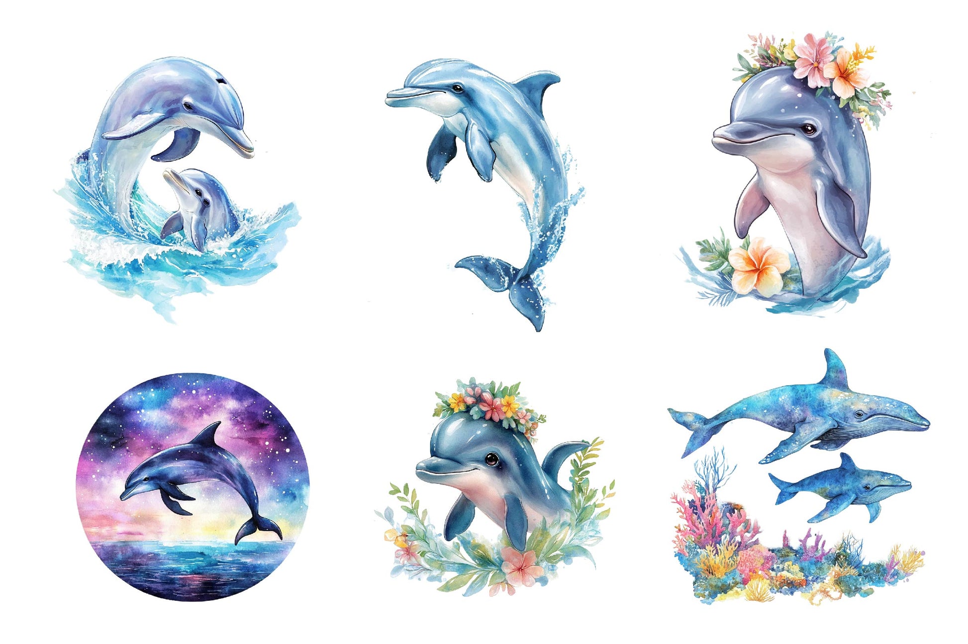 Dolphin & Calf Clipart Bundle - CraftNest - Digital Crafting and Art