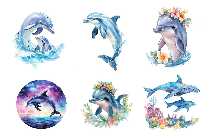 Dolphin & Calf Clipart Bundle - CraftNest - Digital Crafting and Art