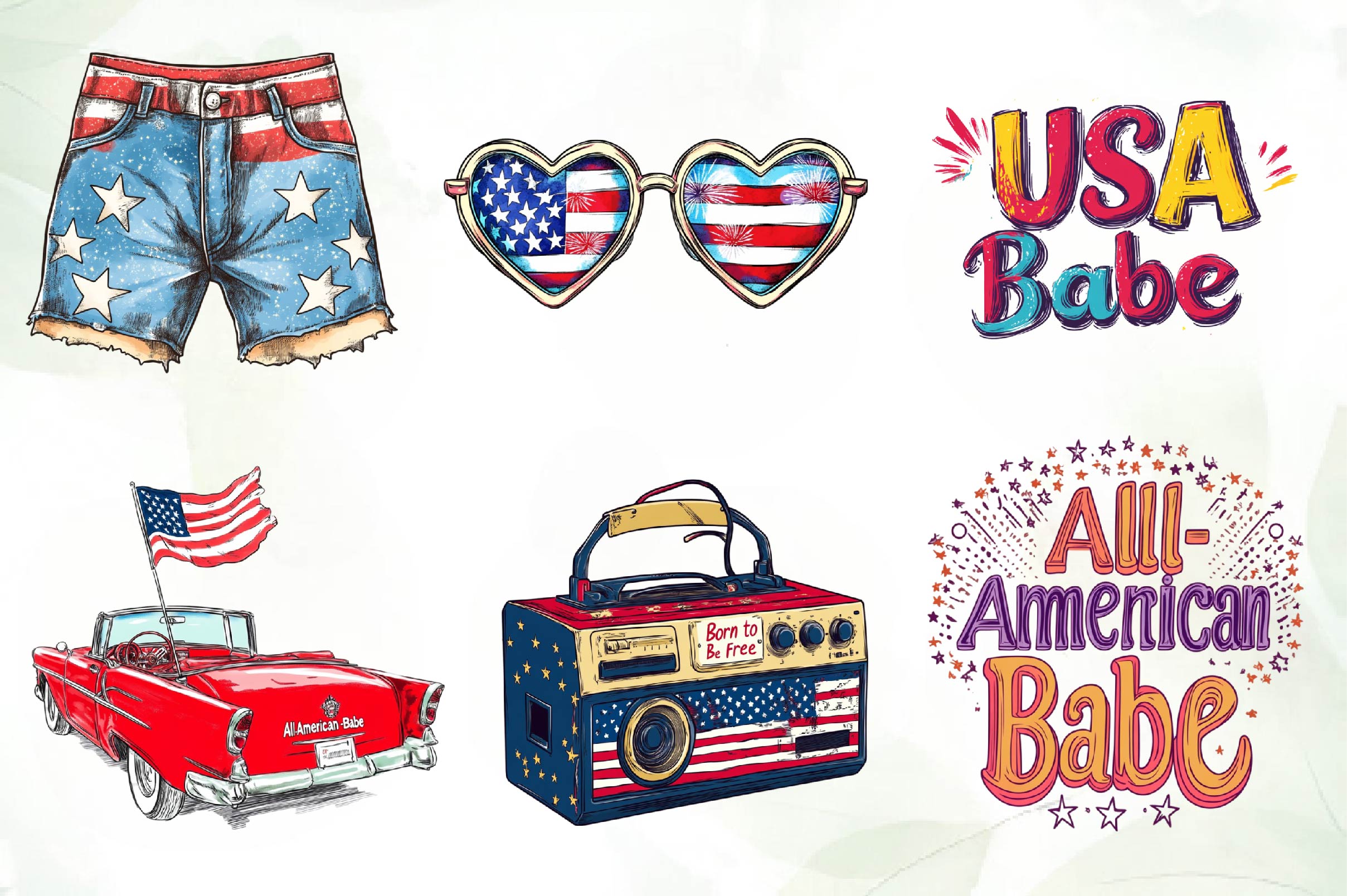 All American Babe Design Clipart Bundle - CraftNest - Digital Crafting and Art