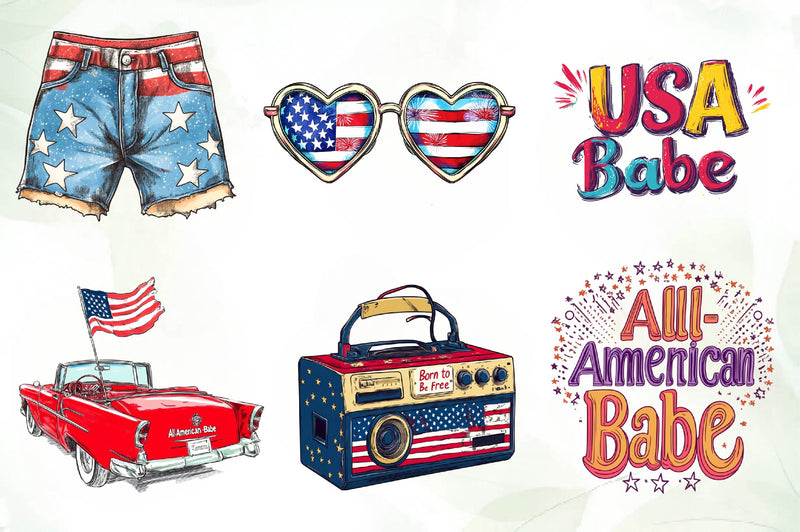 All American Babe Design Clipart Bundle - CraftNest - Digital Crafting and Art