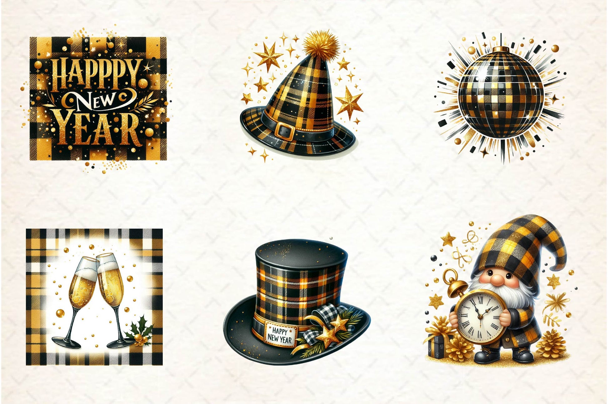 Golden And Black New Year Clipart Bundle - CraftNest - Digital Crafting and Art