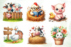 Cute On The Farm On The Animals Clipart Bundle - CraftNest - Digital Crafting and Art