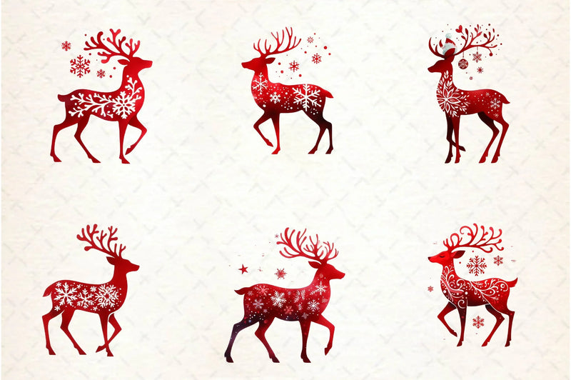 Christmas Reindeer Silhouette Clipart Bundle - CraftNest - Digital Crafting and Art